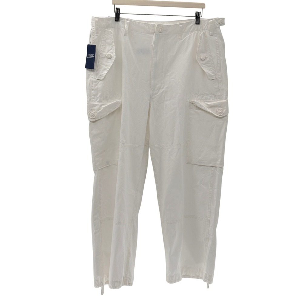 New Polo Ralph Lauren The Big Cargo Pants Big Fit Ripstop Men Size 40x32 White